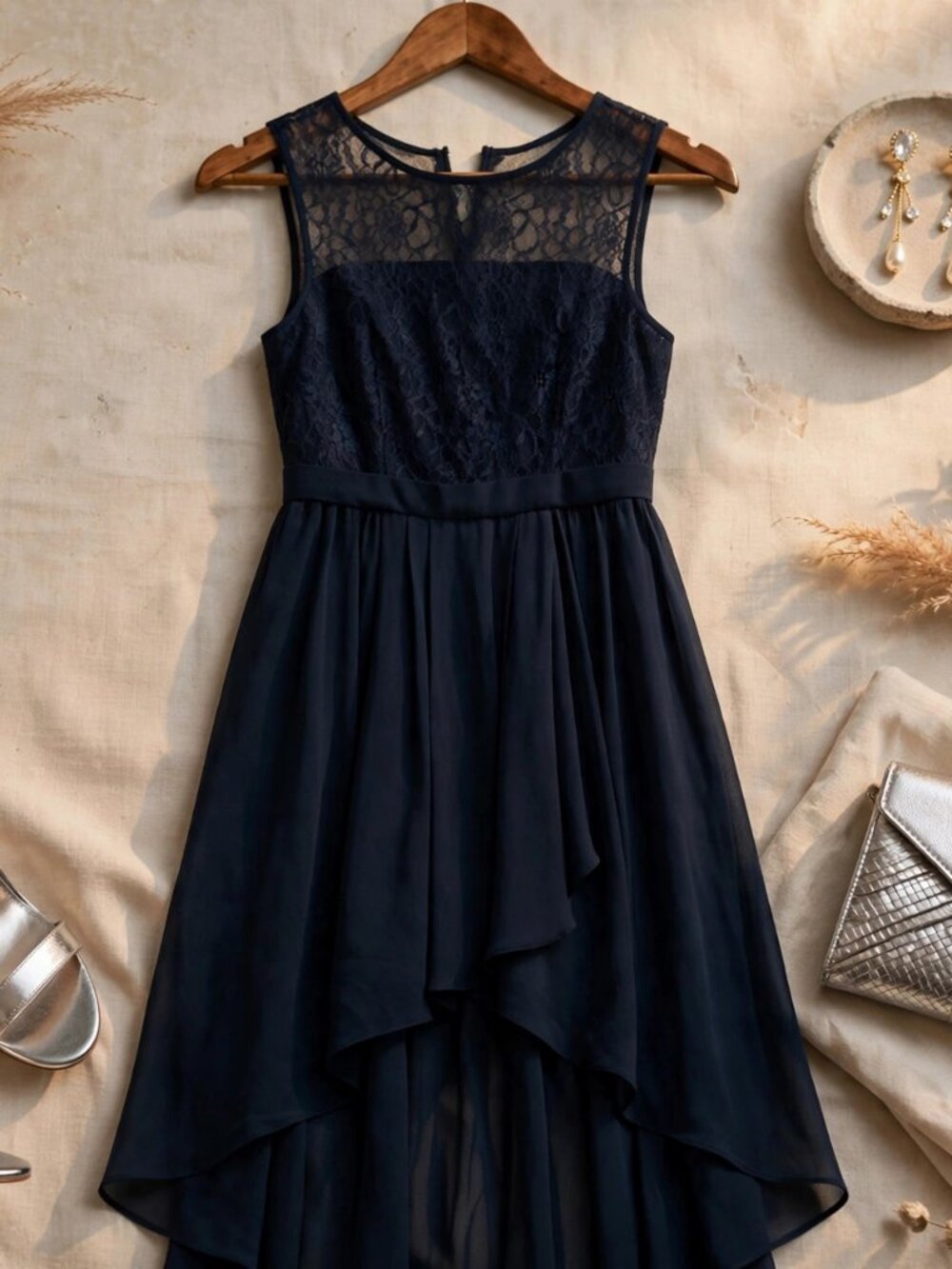 Azazie Navy High-Low Dress